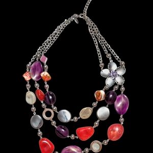 NY Collection Vibrant Beaded Necklace with Floral Accent